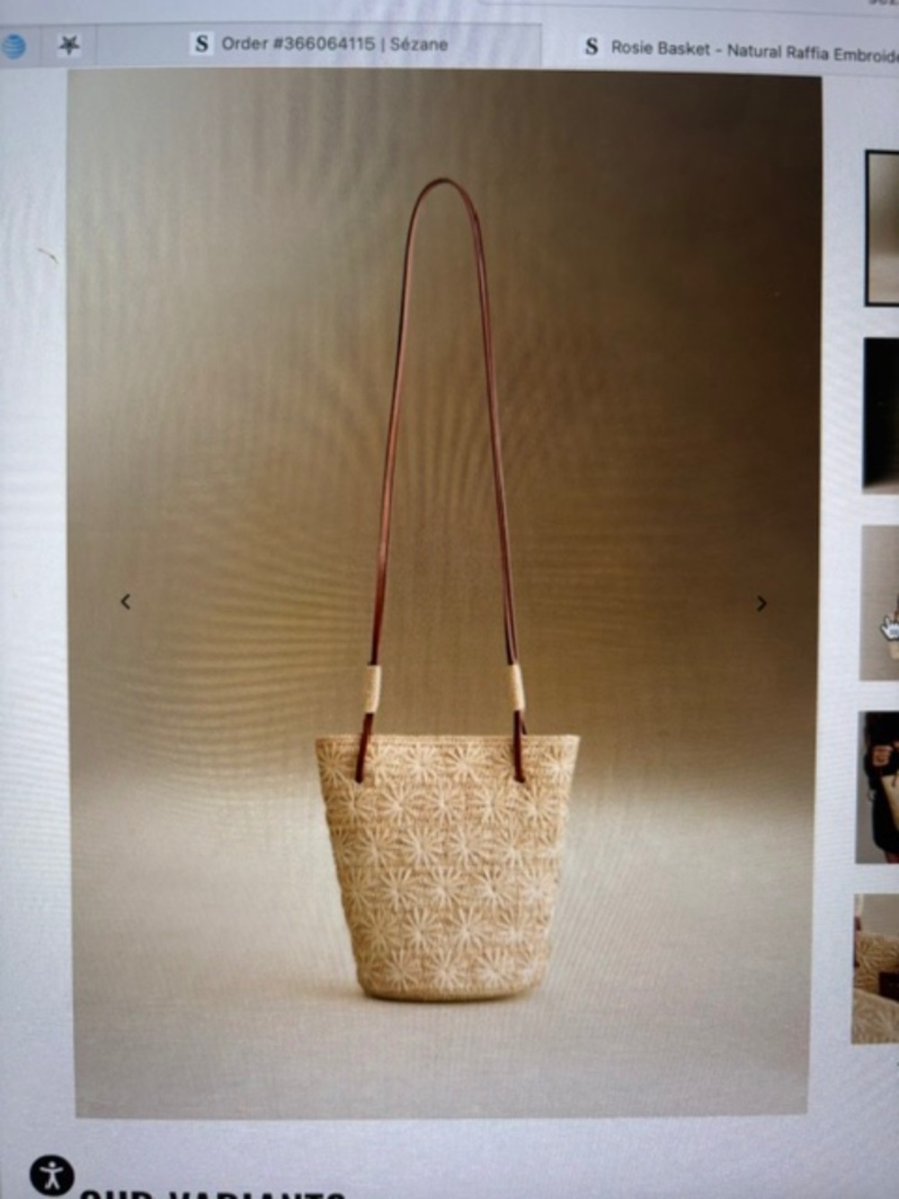Sezane Rosie Raffia Embroidered  Basket Bag
